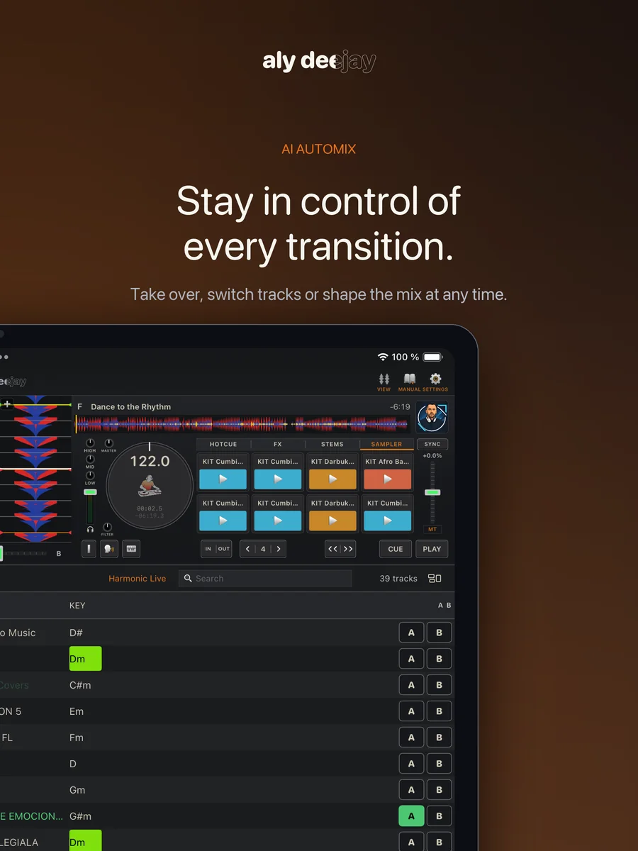 AlyDeejay Automix control on iPad