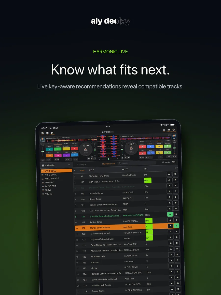 AlyDeejay Harmonic Live recommendations on iPad