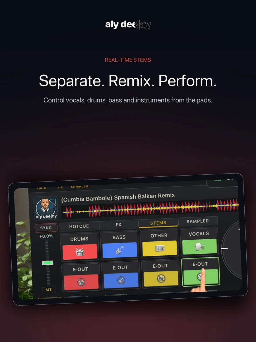 AlyDeejay real-time stems on iPad