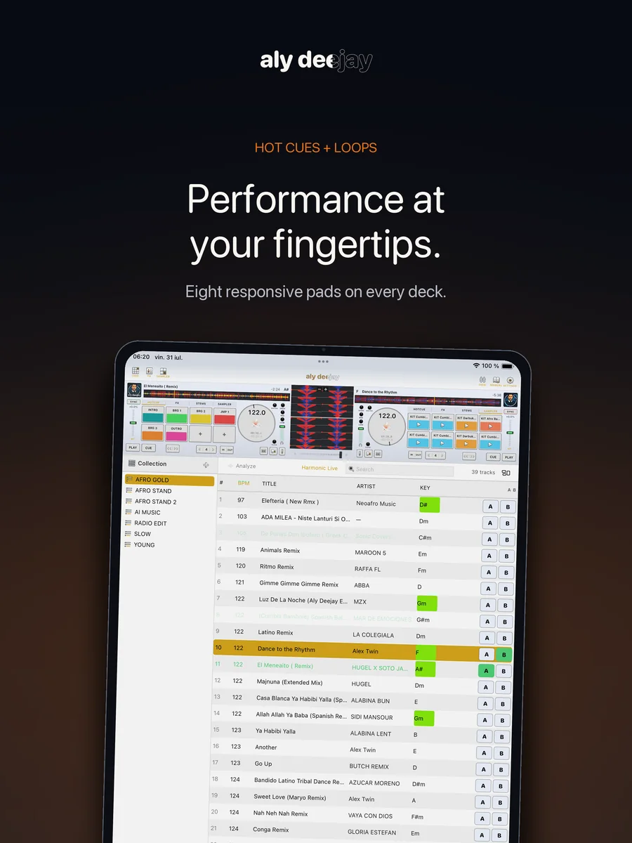 AlyDeejay hot cues and loops on iPad