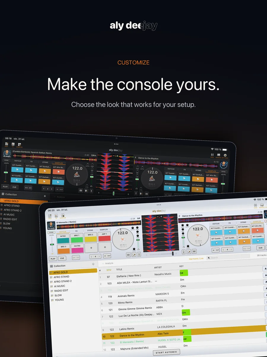 AlyDeejay appearance customization on iPad