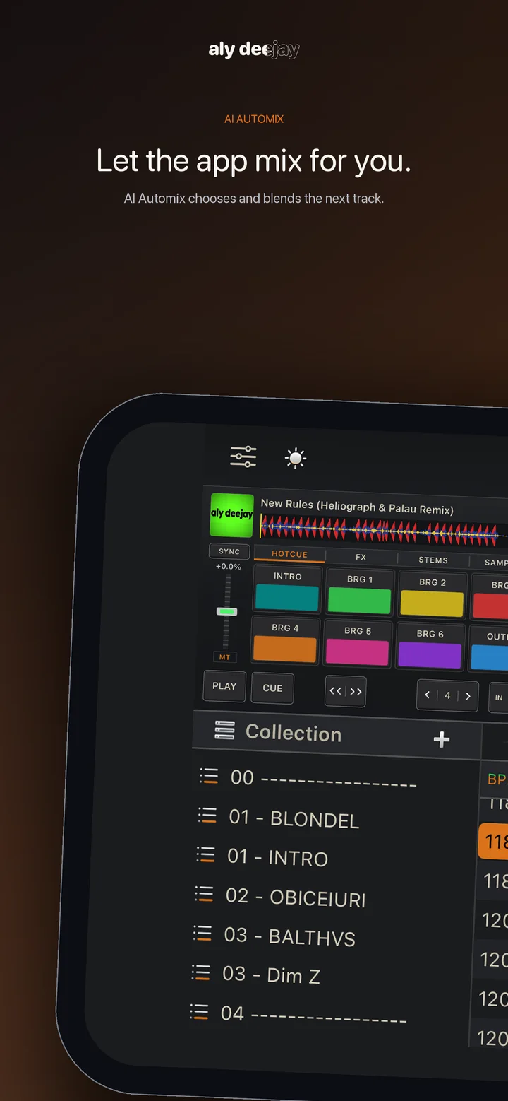 AlyDeejay AI Automix on iPhone, first campaign panel