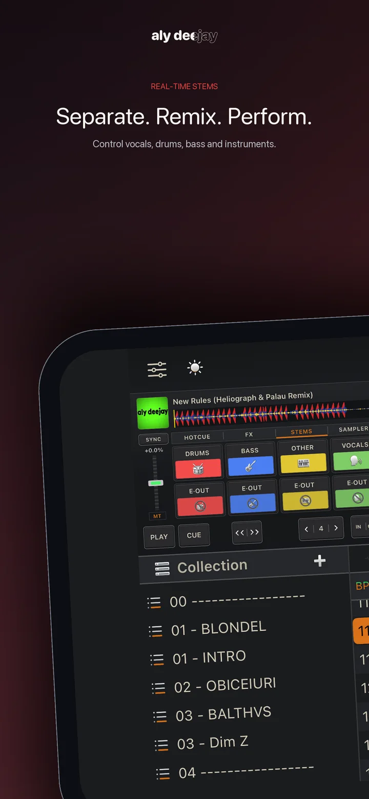 AlyDeejay real-time stems on iPhone