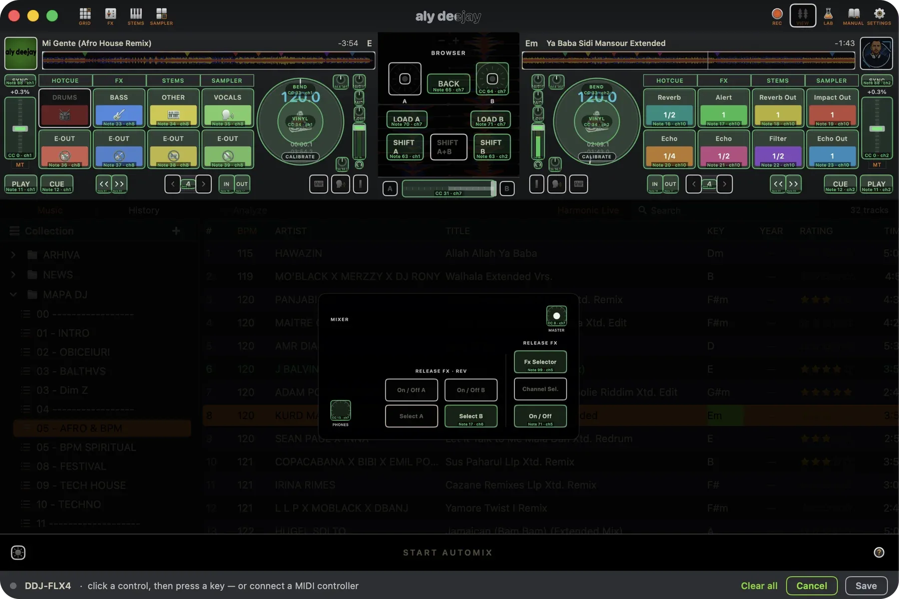 AlyDeejay MIDI controller mappings on Mac